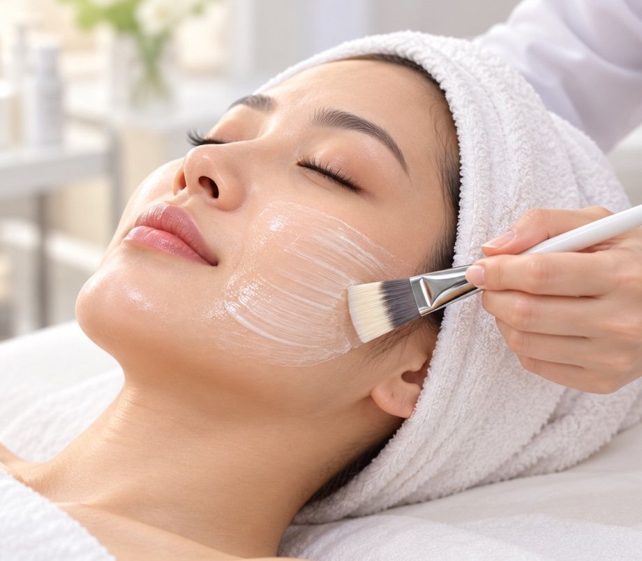 フェイシャルスパケアで透明なマスクを塗布するイメージ